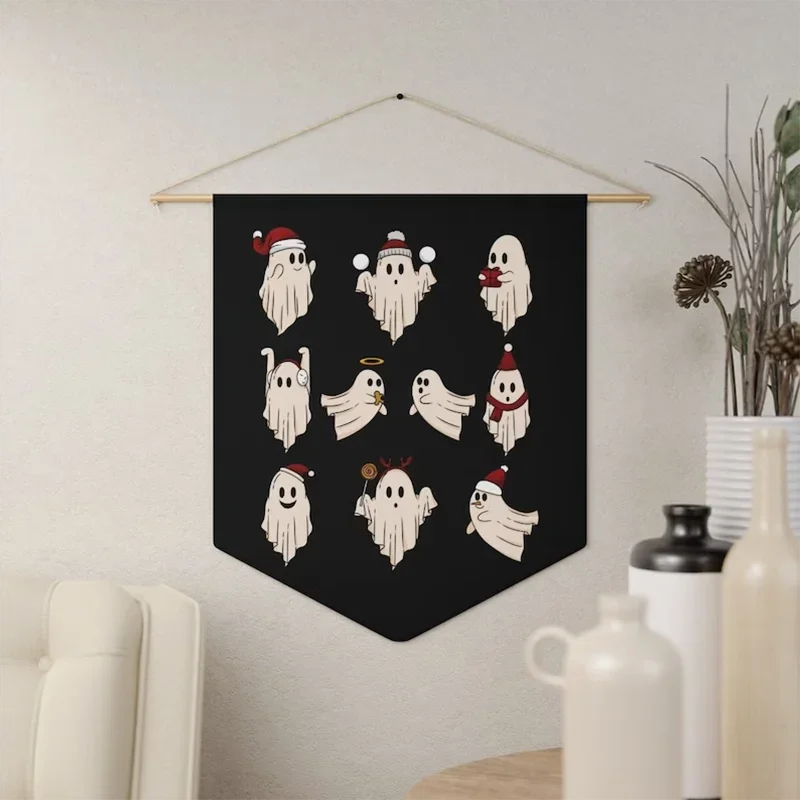 Гот Рождество Искусство Санта-Призраки Вымпел Висячий Флаг Темный