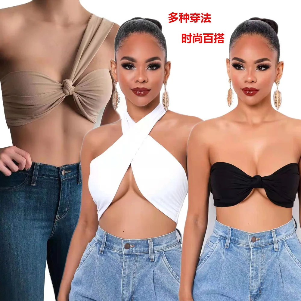 

Укороченный топ без рукавов с открытой спиной, женский летний шикарный модный клубный топ на завязках для вечеринок, укороченный однотонны...