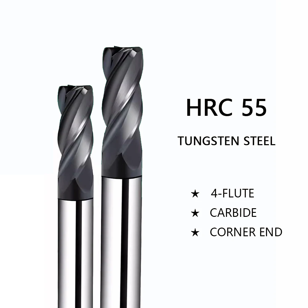 

Угловые круглые концевые фрезы HRC55 R Bull Nose CNC вольфрамовый фрезерный резец твердосплавная сталь металлический фрезерный станок 4 канавки R0.2 R1 бит