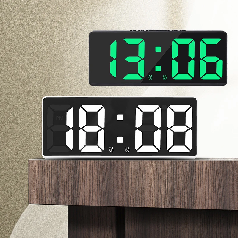 

Voice Control Digital Alarm Clock Teperature Snooze Night Mode Bedside Table Clock 12/24H Anti-disturb Funtion LED Clocks Watch