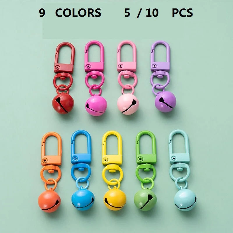 

1 Dollar Items Free Shipping Candy Color Bell keychain Key Ring AirPods Earphone Bag pendant Cute Girl Gift Car Accessories