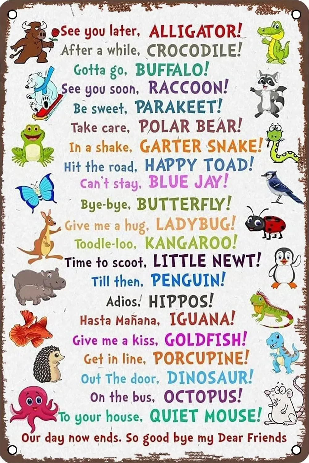 

Tin Metal Sign Funny Animal Poster See You Later Alligator Retro Wall Decor for Home Bathroom Garden Man Cave Bars