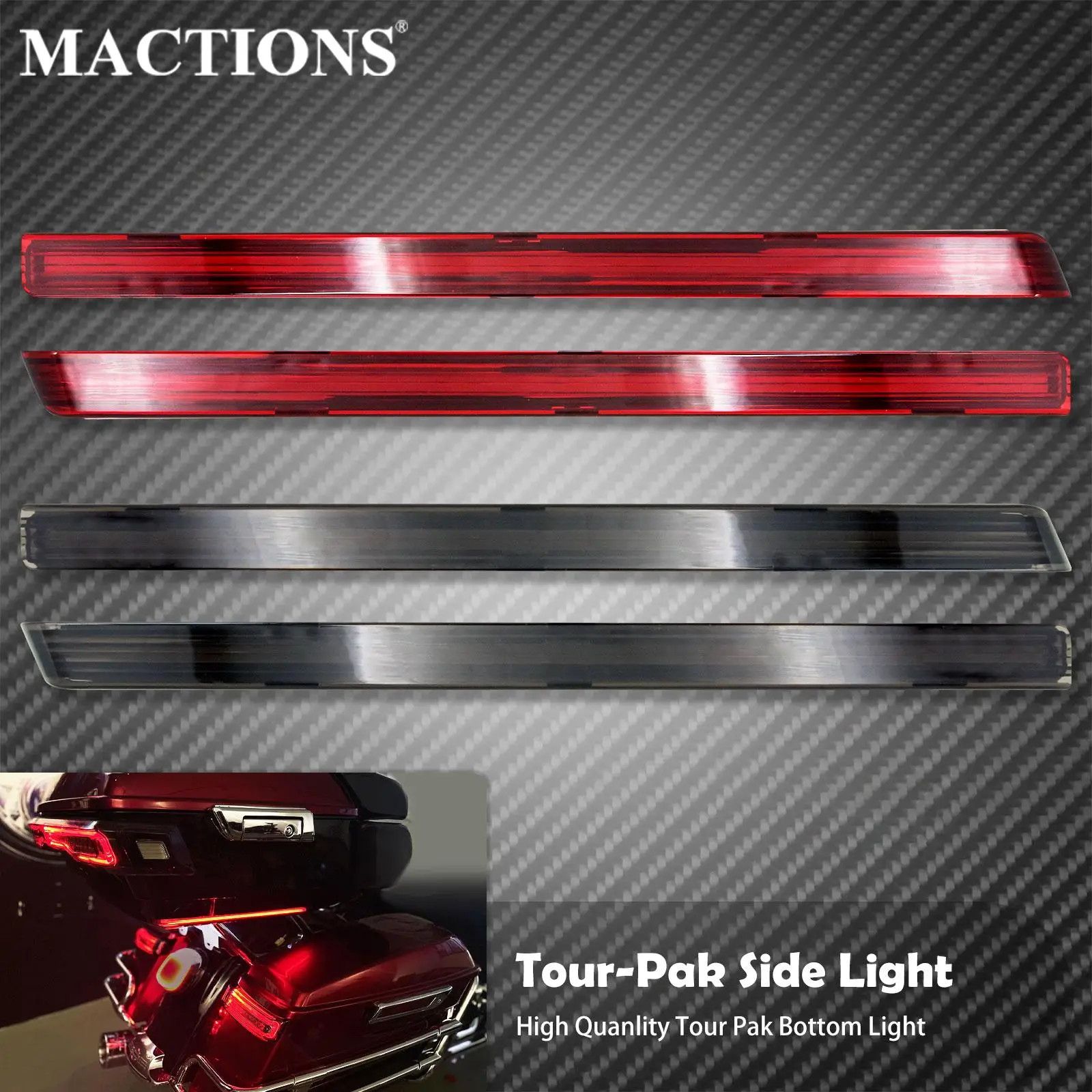 

2xMotorcycle Tour Pak Pack Accent Side Panel LED Light Red/Smoke For Harley Touring Electra Street Road Glide Road King 06-2022