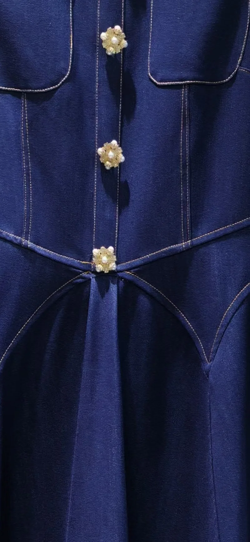 Джинсовое платье высокого качества 2024 весенняя мода женское повседневное синее