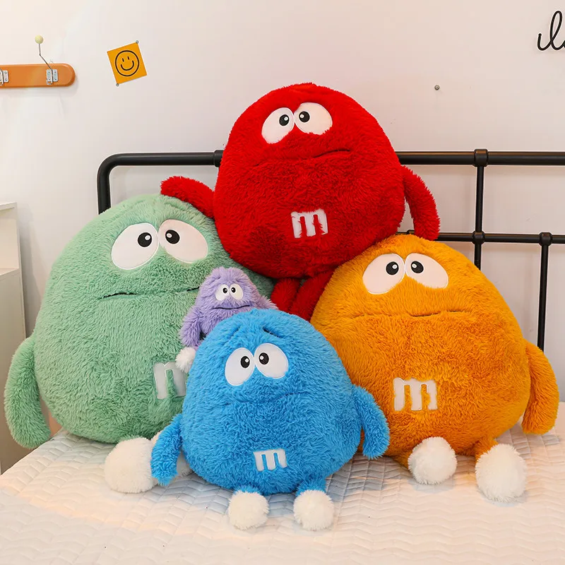 

Kawaii M Bean Chocolate Candy Pillows Cute Room Decoration M&ms Plush Toys Stuffed Animal Plushies Doll Home Decoration Gift