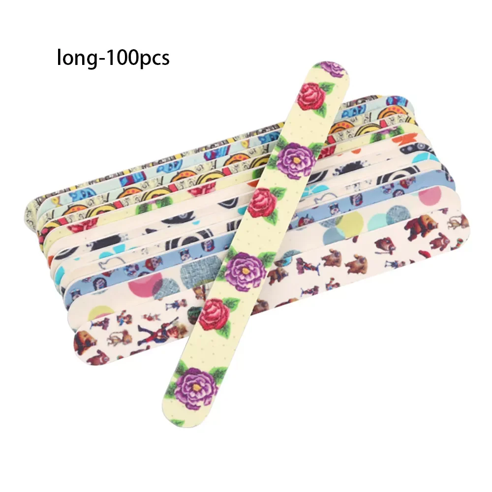 

Nail File 180 To 180 Professional Nails Files Sand Grinding 180/180 Floral Printing Double-sided Frosted Polishing 100pcs/lot