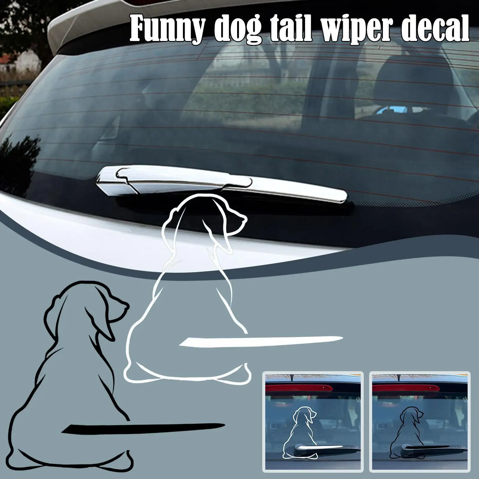 

Vinyl Car Sticker Dog Windshield Dogs Sticker Interesting Tail Wiper Decals Removable Murals Decorate