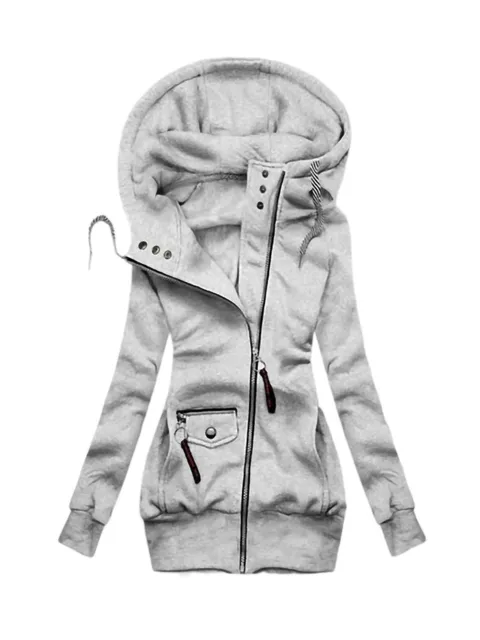 Winter Women Solid Hoodies Sweatshirt Fashion Casual Slim Long Sleeve Hooded Coat Streetwear Zipper Jacket Tops Femme 6