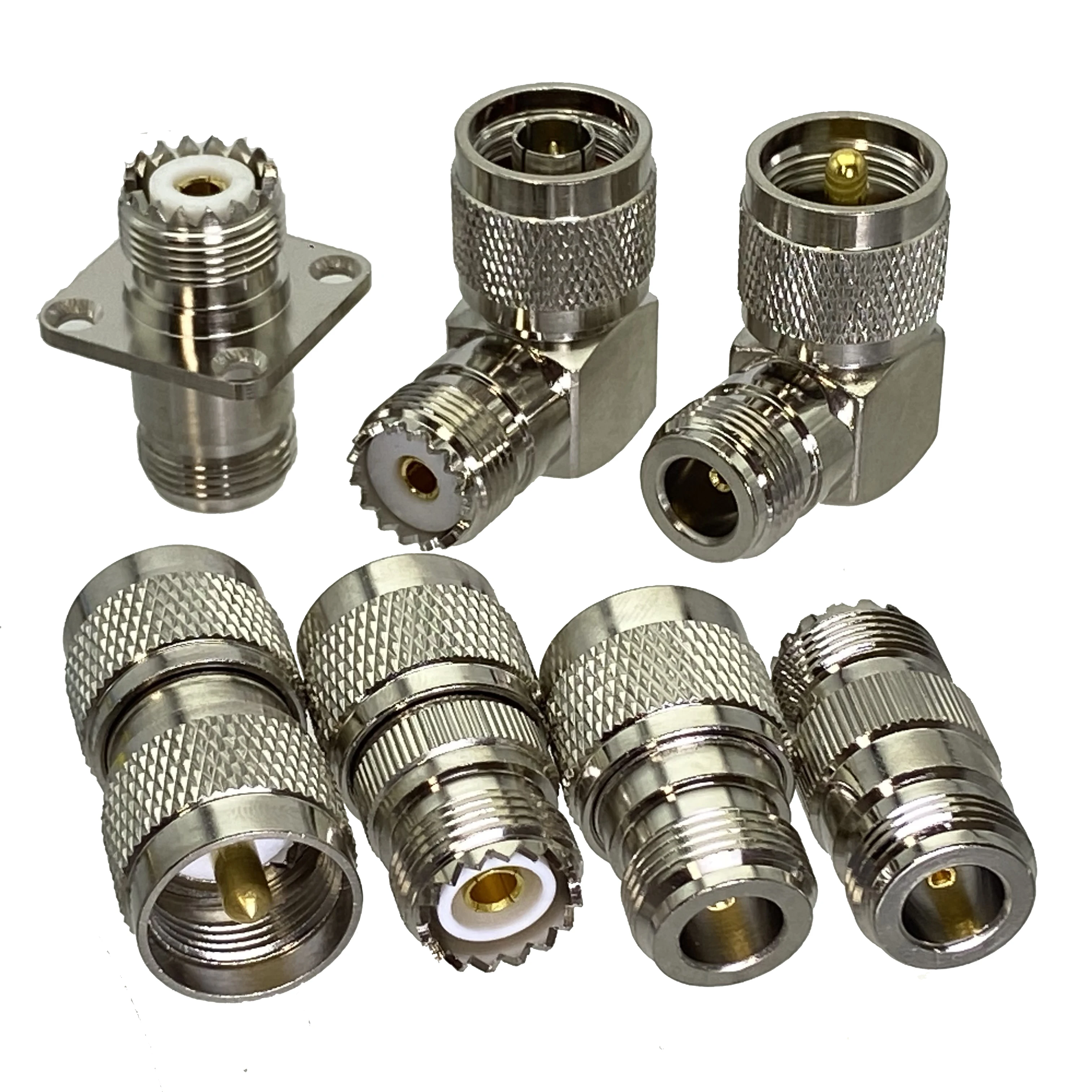 

1Pcs UHF PL259 SO239 to N 4-holes Flange & Right angle Straight RF Coaxial Adapter connector Test converter