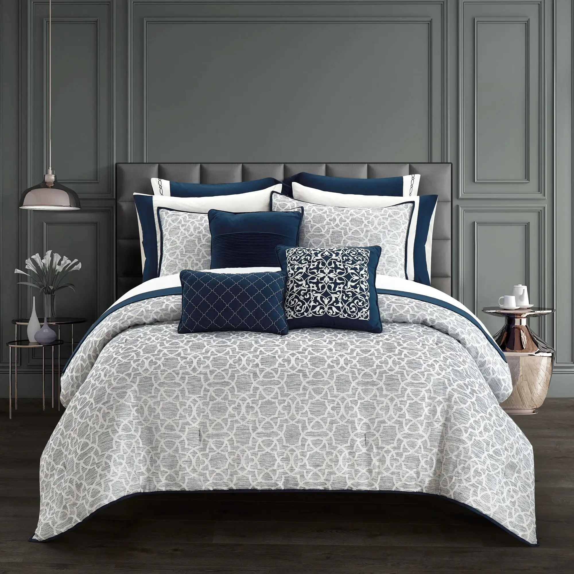 

Better Homes & Gardens Navy Buckingham Jacquard 12 Piece Pre Washed Bed in a Bag, Queen