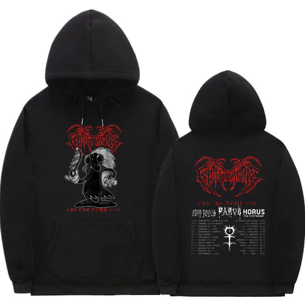 

Ghostemane Europe Tour 2019 Double-sided Graphic Print Hoodie Men Hipster Streetwear Rock Cool Long Sleeves Hip Hop Male Hoodies