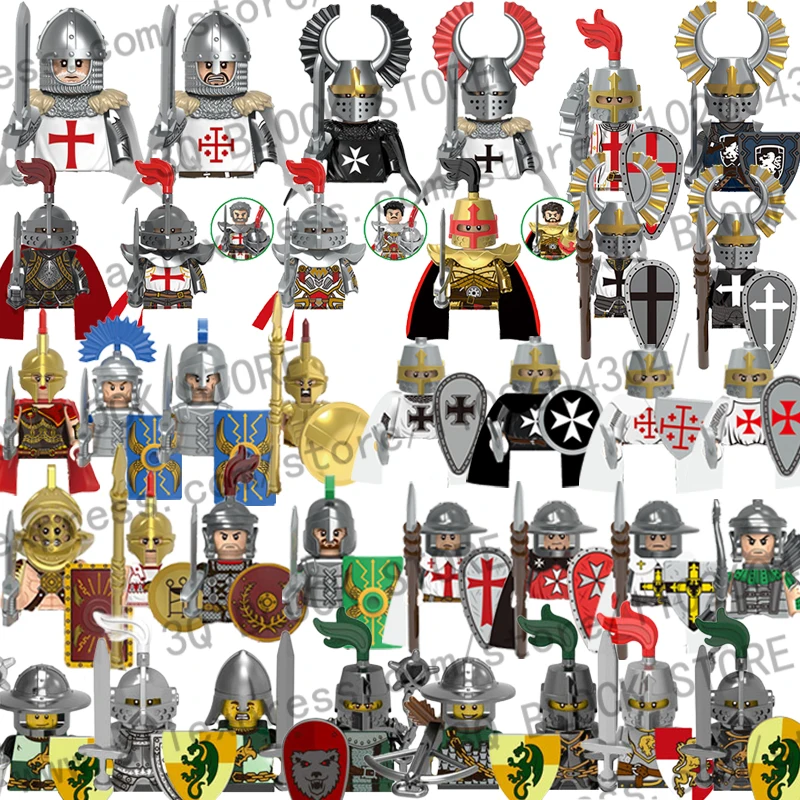 

Средневековый военный рыцарь, строительные блоки, фигурки, священный сепульчер, военная лошадь, искусственное оружие, шлем, щит, кирпичи, детские игрушки B071