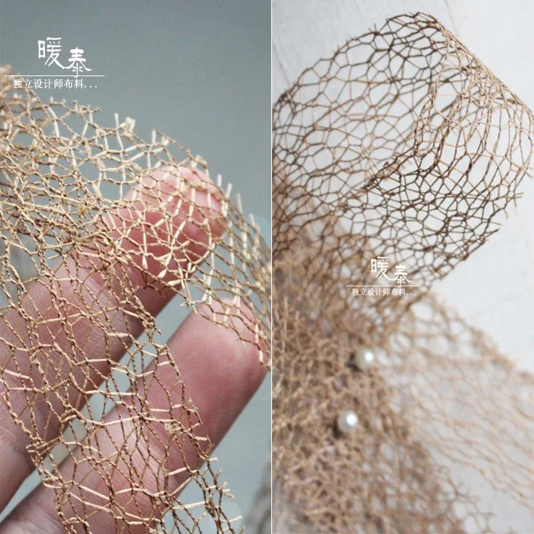 Кружевная Сетка с отверстиями земляного желтого цвета для рукоделия аксессуары