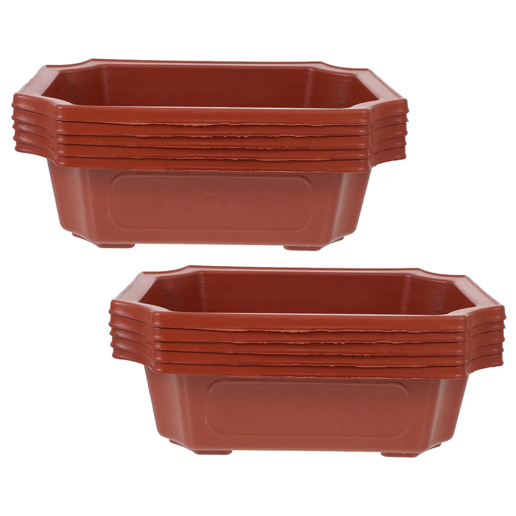 

10pcs Classical Thicken Vintage Rectangular Bonsai Cultivation Pot Bonsai Training Pots Pots Landscape Flower Pot