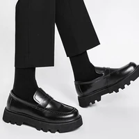 men streetwear fashion business casual thick platform genuine leather wedding loafers shoes harajuku korean man leather shoe