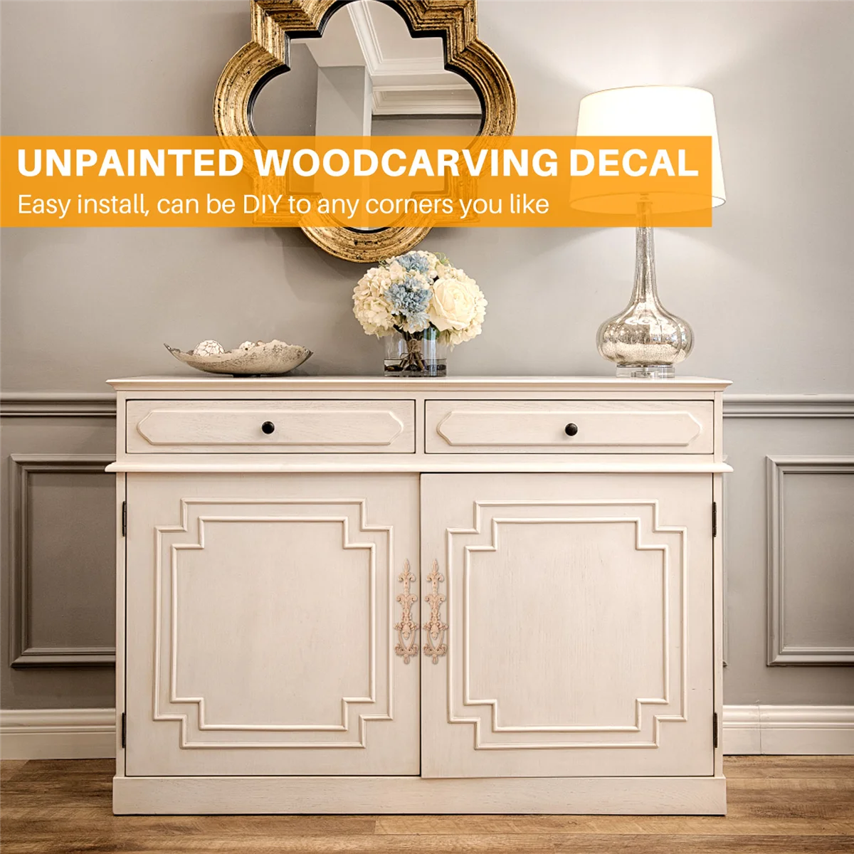 1x деревянная резная угловая аппликация неокрашенная рамка наклейка для