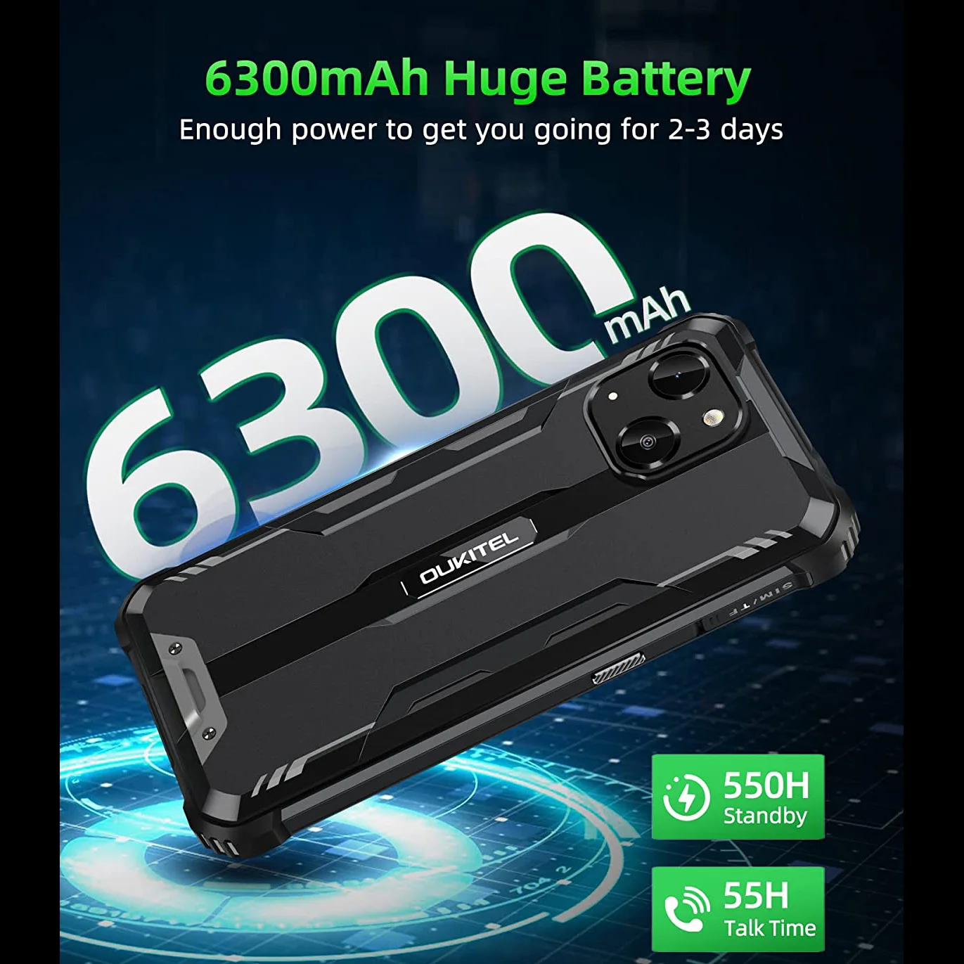 Oukitel WP20 PRO Smartphone Outdoor Cheap 6300mAh Android 12 Mobile Phones 4GB RAM 64GB ROM 20MP Waterproof Rugged Cellphone