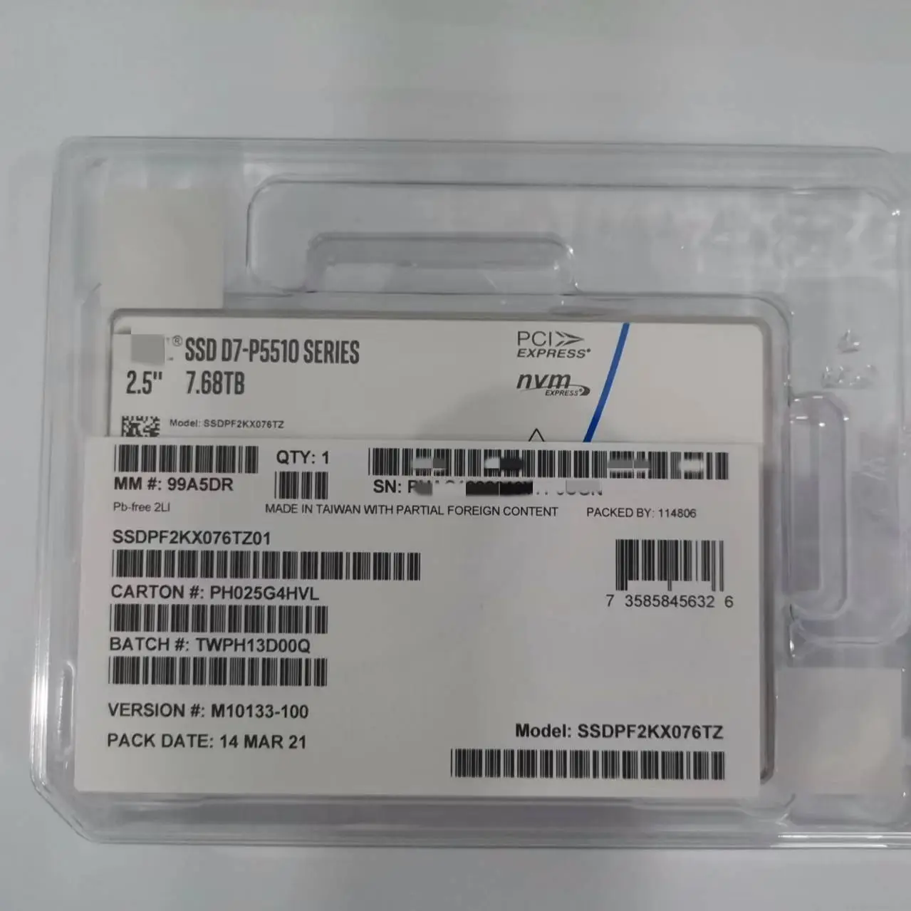 

NEW D7 P5510 7.68T SSD 2.5inch U.2 PCIe 4.0 x4 NVMe TLC 7000MB/s SSDPF2KX076TZ01 Enterprise Solid State Drive Hard Disk