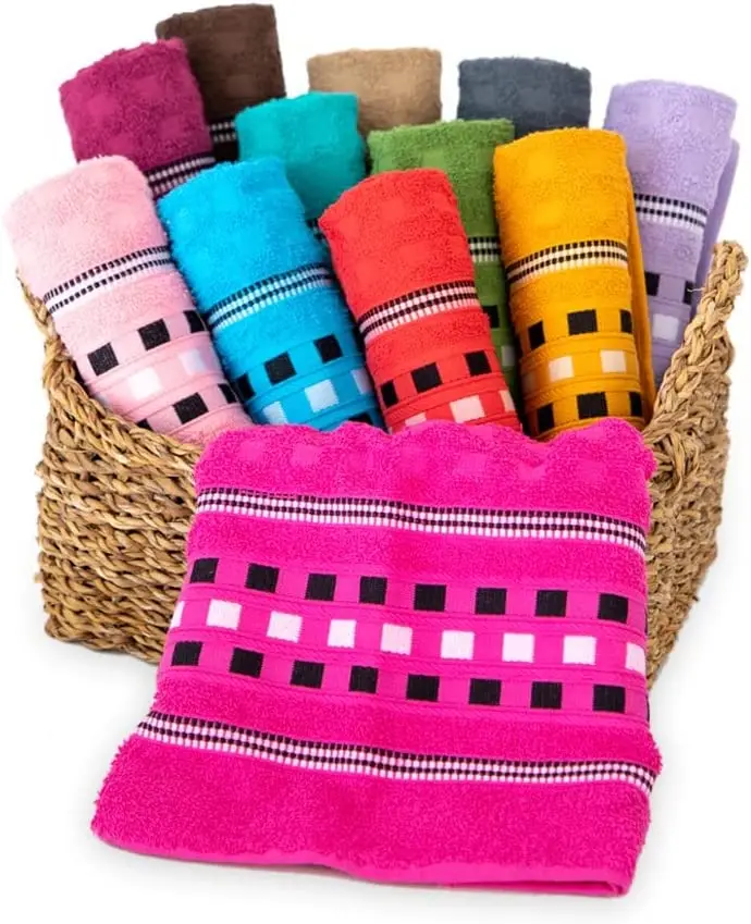 

car wash Kit 10 Face Towels Gold 100% Cotton Premium Jacquard - 45cm X 70cm (Varied Colors) Microfiber Towels Bathroom Hotel Bat