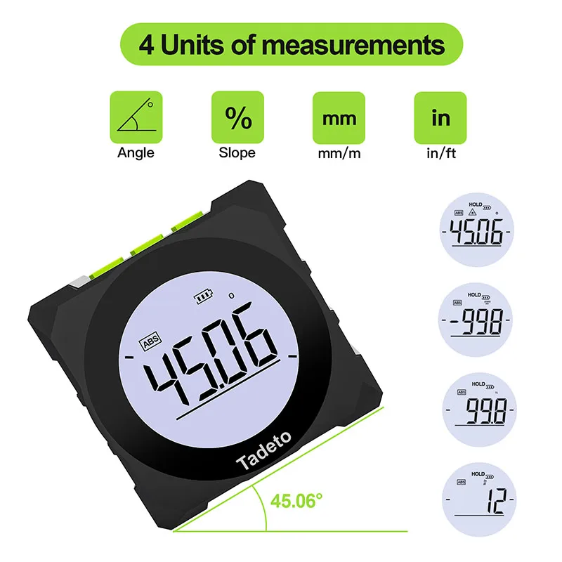

Digital Electronic Inclinometer 4 Units Switching IP54 Waterproof Angle Protractor 2 Ways Laser LCD Backlight Strong Magnetics