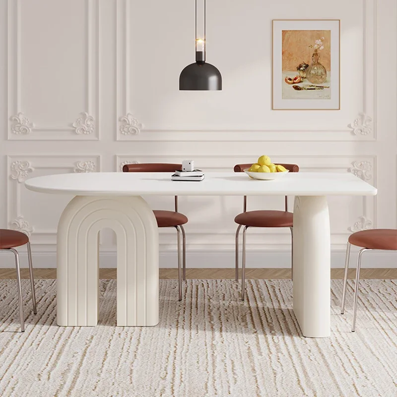 Французский кремовый стиль каменная тарелка обеденный стол современный простой