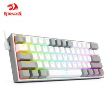 REDRAGON Fizz RGB USB 미니 기계식 게이밍 유선 키보드, 레드 스위치, 61 키 게이머, 컴퓨터 PC 노트북 분리형 케이블, K617
