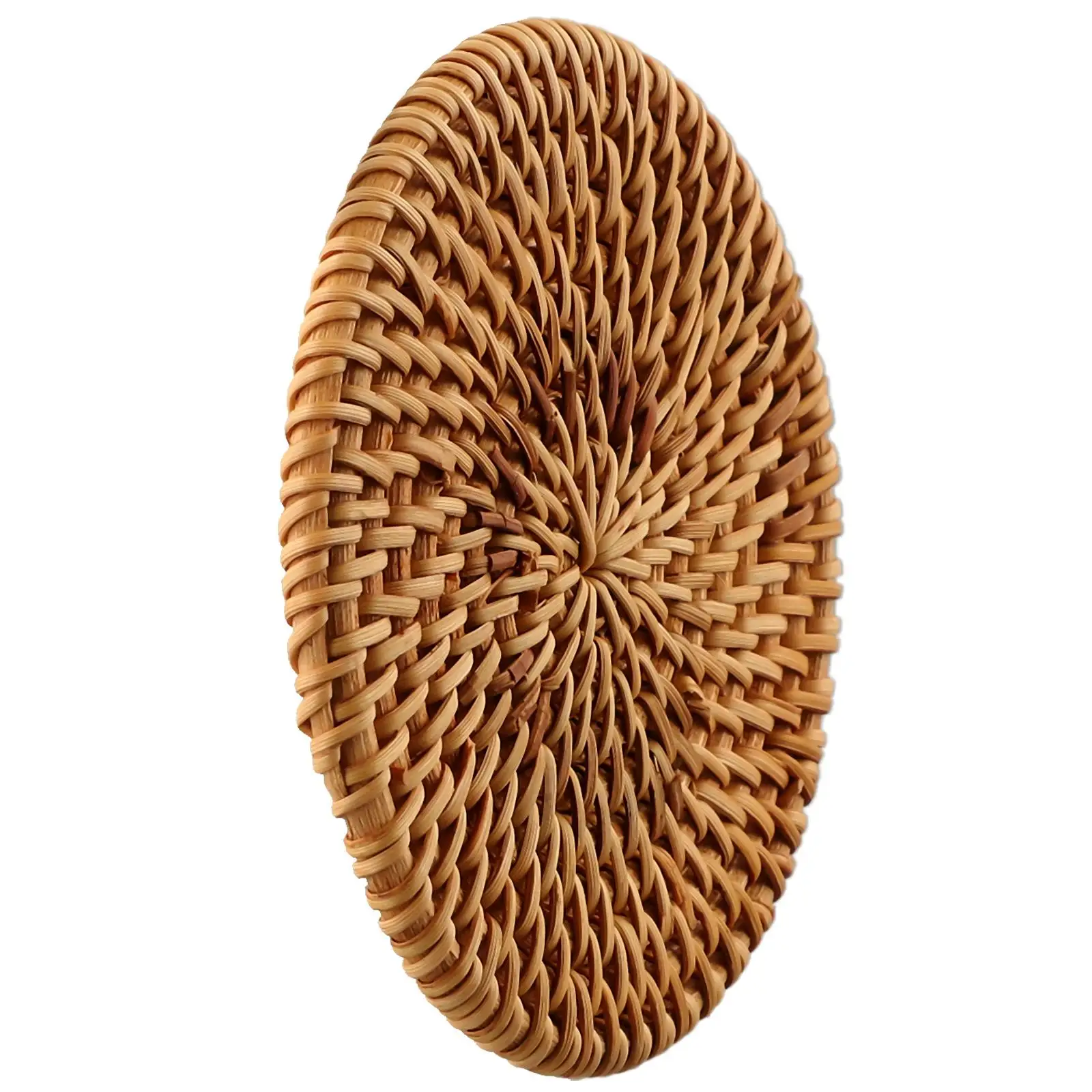 

1 Pcs Natural Table Mat Handmade Water Hyacinth Woven Placemat Round Braided Mat Heat Resistant Hot Insulation Anti-Skidding Pad