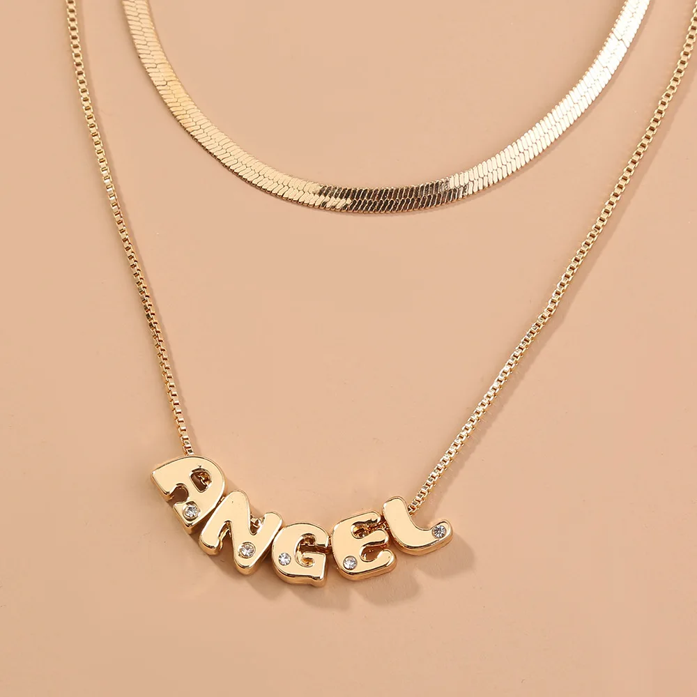 

New Arrival Hot Sale Bohemia Fashionable Fashion Detachable Necklace Angel Letter Multilayer Collarbone