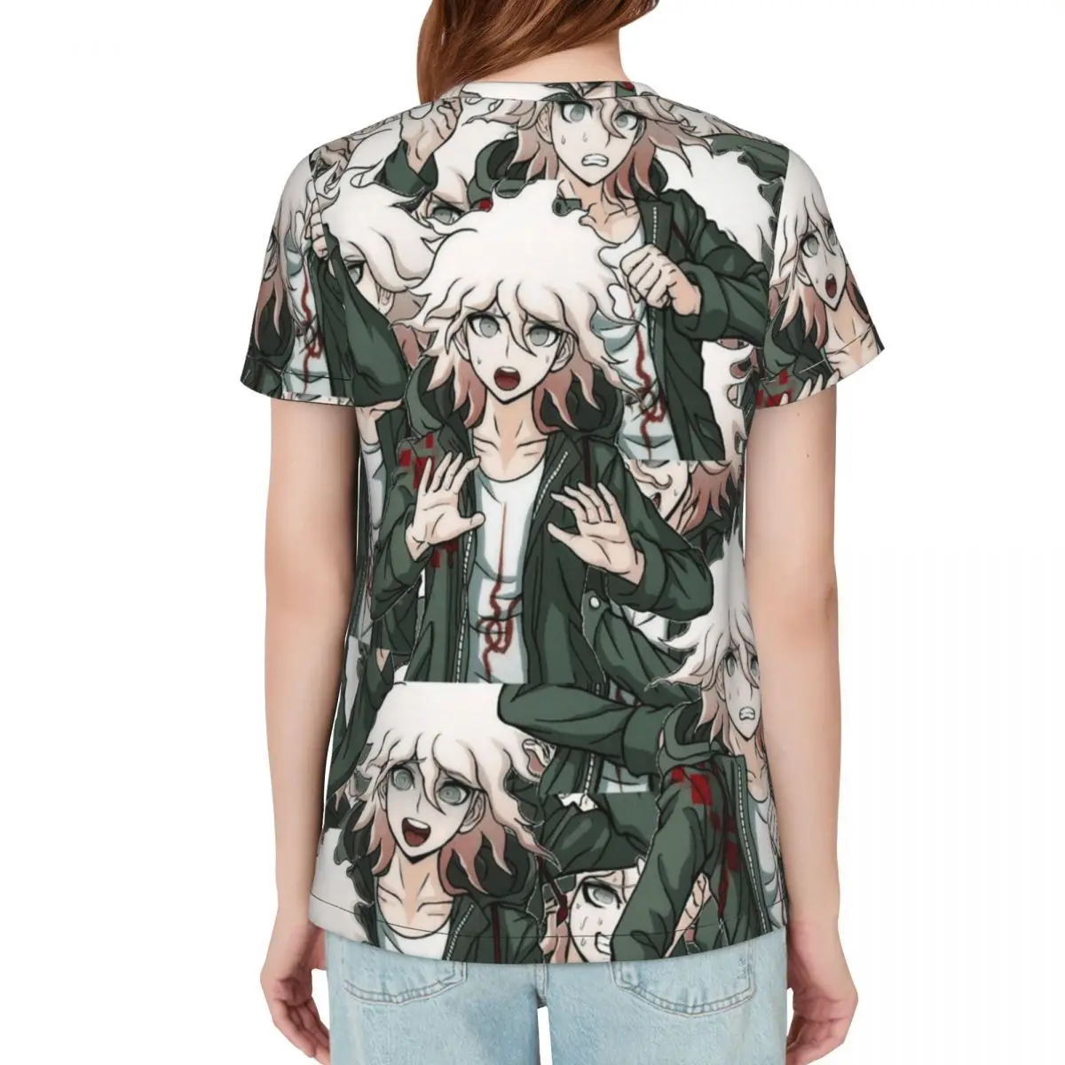 Фото Футболка с принтом Nagito Komaeda Danganronpa Trigger Happy Havoc, женская футболка с короткими рукавами, одежда с круглым вырезом, хлопковые летние футболки №2