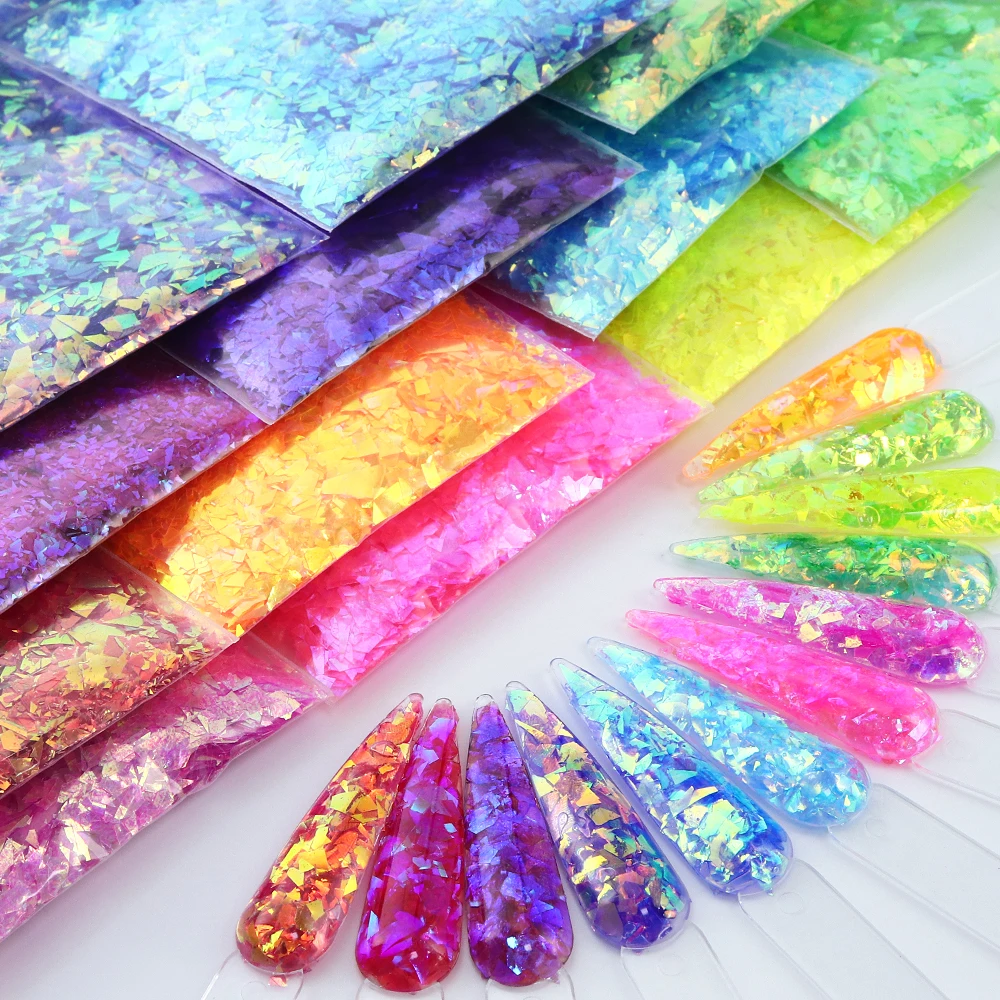 10g Iridescent Glitter Irregular Flakes For Epoxy Resin Filling Summer Resin Sequins Tumbler Silicone Mold Filler Accessories