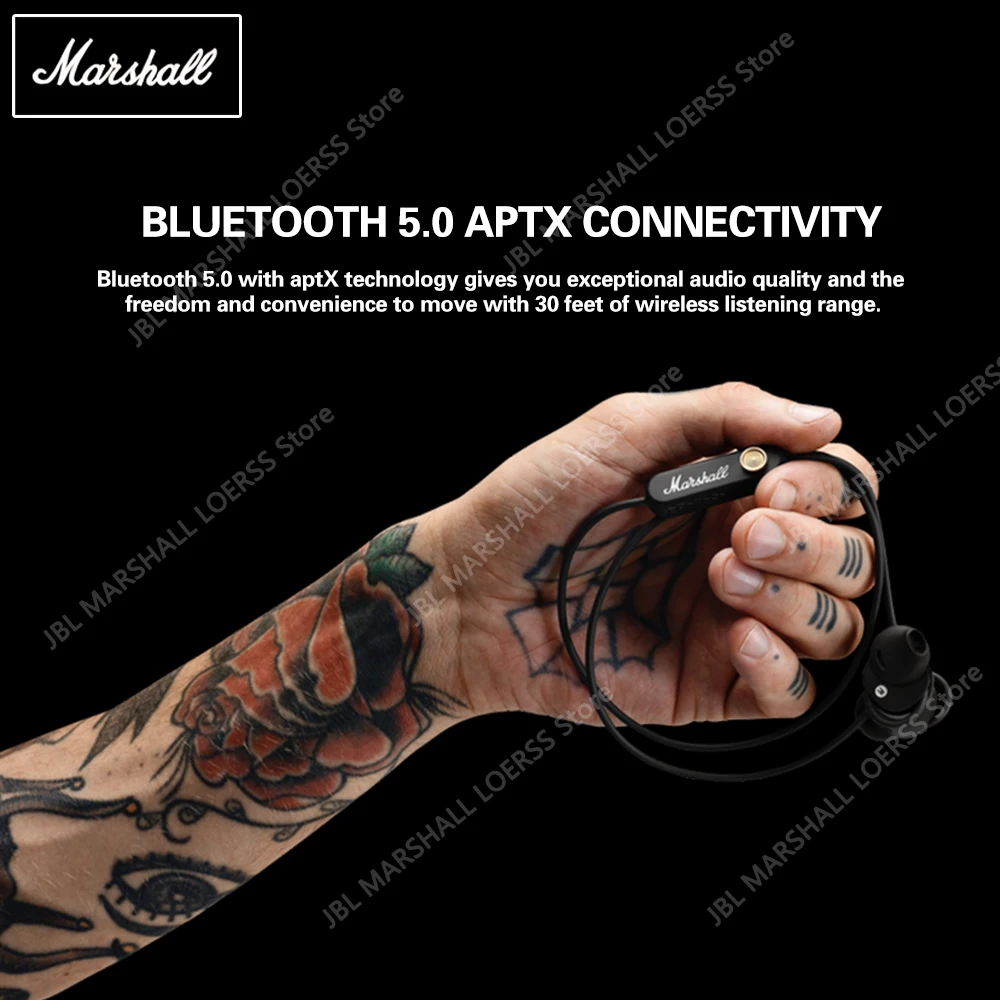 Marshall Minor II Wireless Bluetooth Earphones Original Control Stereo Deep Bass Music Sports Headset Headphone with Mic Earbuds enlarge