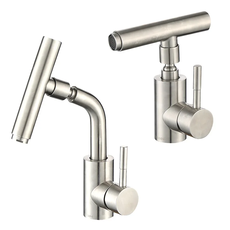 

304 stainless steel universal rotary washbasin faucet bathroom cabinet washbasin ceramic basin hot and cold water