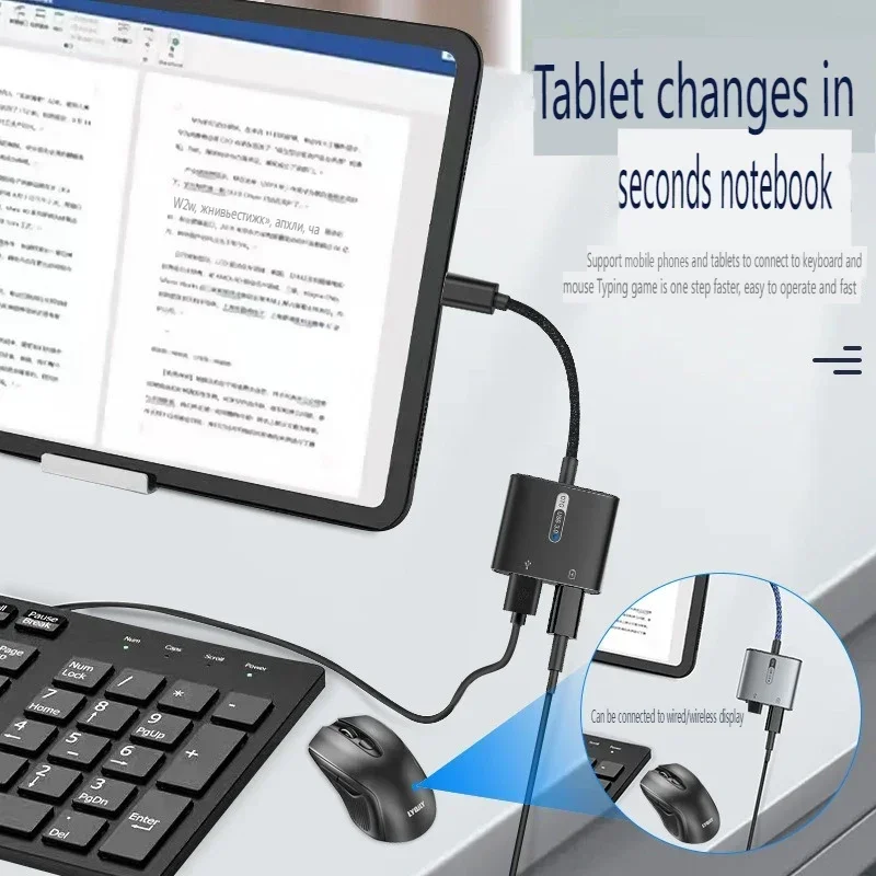 2 в 1 адаптер OTG типа C к USB PD 60 Вт быстрый разветвитель для кабеля QC преобразователь