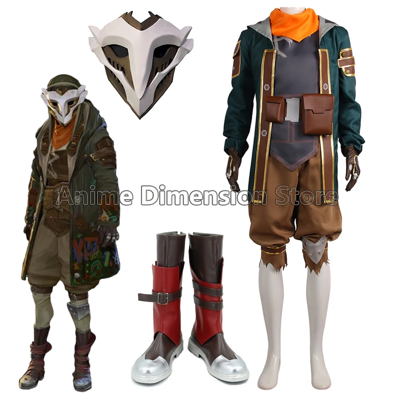 Arcane Ekko Cosplay Costume The Boy Who Shattered Time Game Uniform Shoe Outfits Halloween Carnival Suit For Man