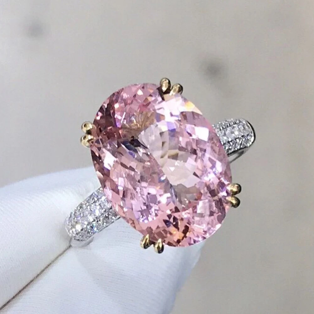 

WPB Advanced Original Women's Ring Zircon Sparkling Oval Pink Diamond Ring High Carbon Diamond Luxury Jewelry Wedding Gift Party