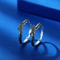 2022 new s925 sterling silver wings couple rings a pair of personalized retro old fashioned niche design open adjusted rings