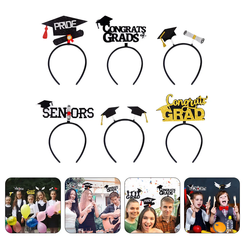 

Graduation Cap Hair Party Headband Grad Headdress Props Hat Hoop Head Bopper Decorations Band Bachelor Accessory Mini Headbands