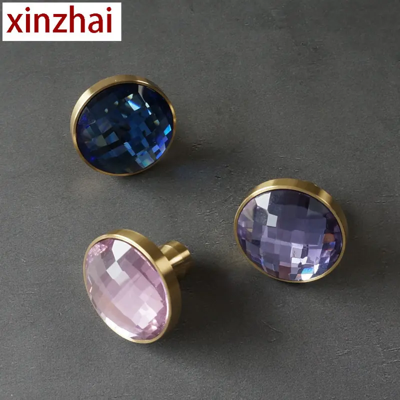 

Brass Knobs Kitchen Cabinet Knobs Crystal Furniture Cupboard Drawer Handles Light luxury Crystal Drawer Pulls