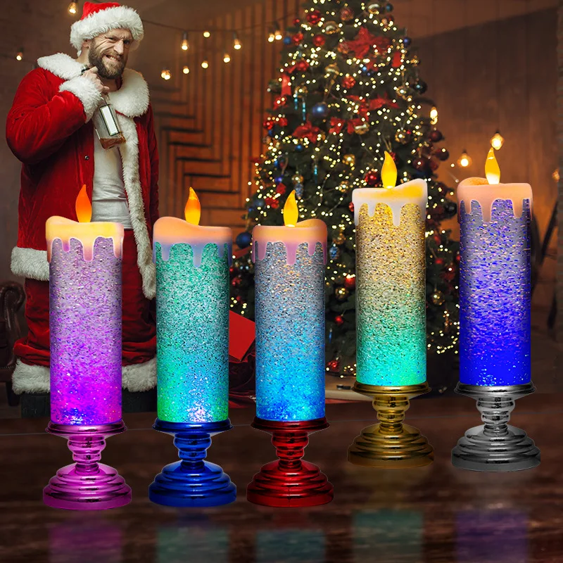 

LED Electronic Candle Lamp USB/Battery Powered Color Night Light Fantasy Crystal Candle Light for Holiday Christmas Decoration