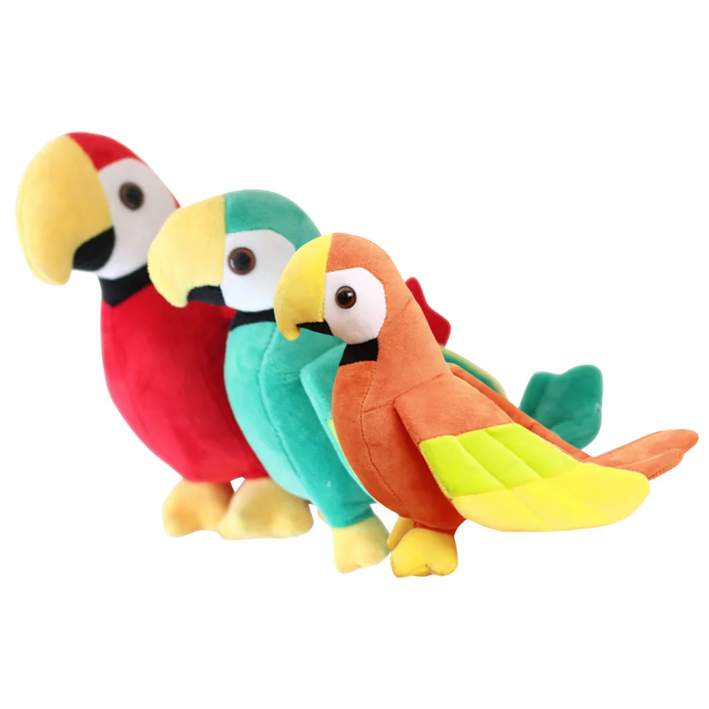 

3 Pcs Parrot Simulation Artificial Birds Decor Household Pp Cotton Plush Animals Plaything