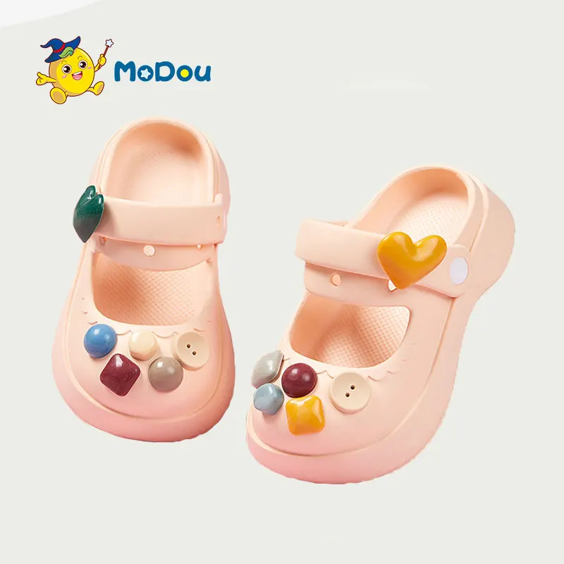 

Mo Dou Girl's Sandals Soft Home Slippers Toe-wrapped Buckles EVA Non-slip Outdoors Cut-outs Cozy Breathable Mary Jane Princess