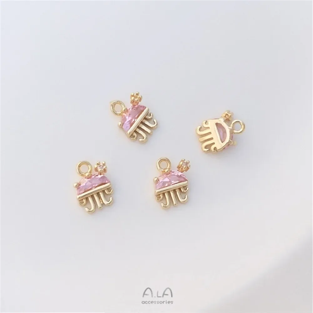 14-каратное золото инкрустированное цветными циркониевыми динозаврами морские