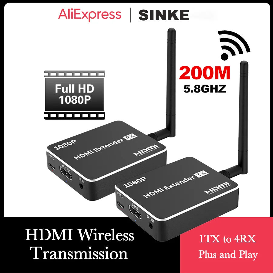 Беспроводной HDMI видео передатчик и приемник 5 8G 200M удлинитель Full HD 1080P камера DVD ПК