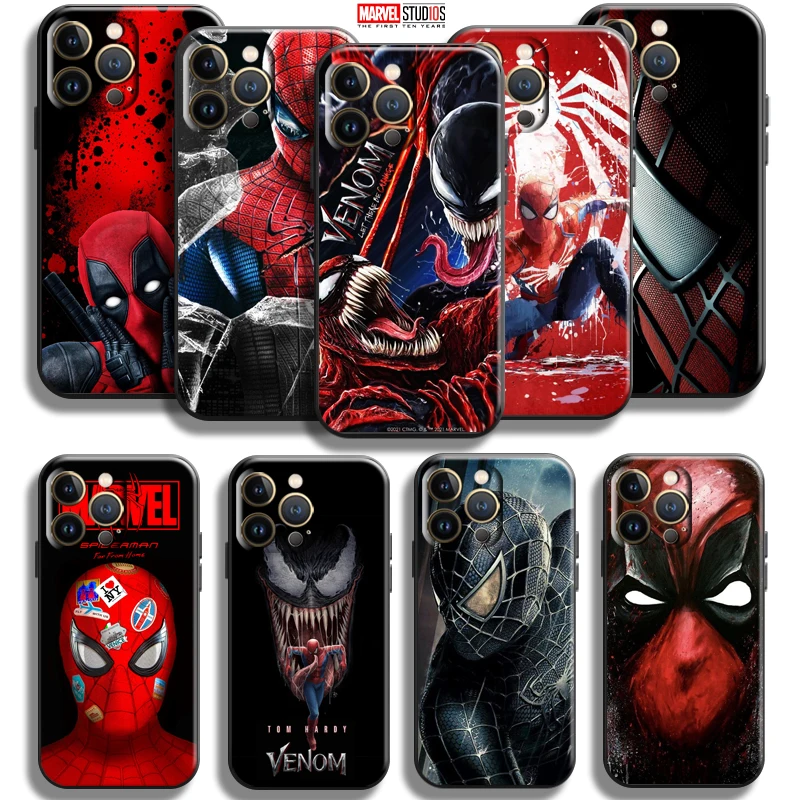 

Spiderman Venom Deadpool For Apple iPhone 13 12 11 Pro Max Mini X XR XS Max SE 5 5s 6 6S 7 8 Plus Phone Case Silicone Cover