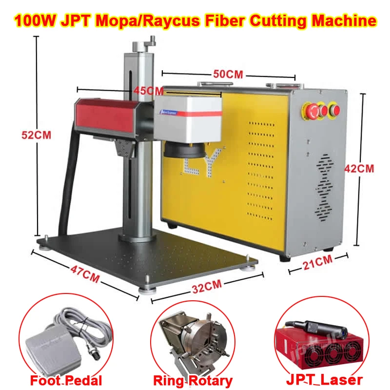 Mopa JPT Raycus Золотой ювелирный волоконно-лазерный гравер 100 Вт нержавеющая сталь металлический шлифовальный резак кольцо вращающаяся ось 220 В 110 В