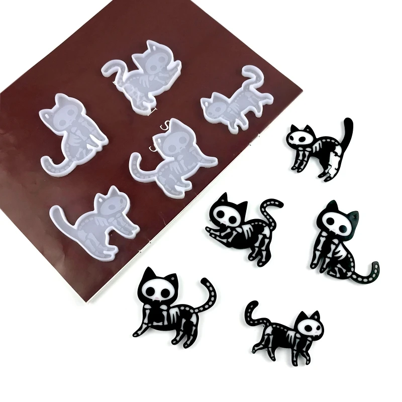 

M2EA Shiny Glossy Five Syles Kitten Ornaments Silicone Epoxy Resin Mold DIY Keychain Pendant Jewelry for Valentine Gift