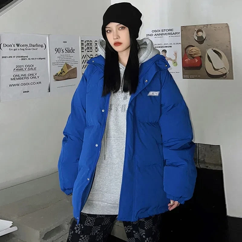 Thicken Parkas Winter Jacket Women's 2022 Korean loose Down cotton Letter Coat Hooded Warm Casual Female Snow Outwear Streetwear