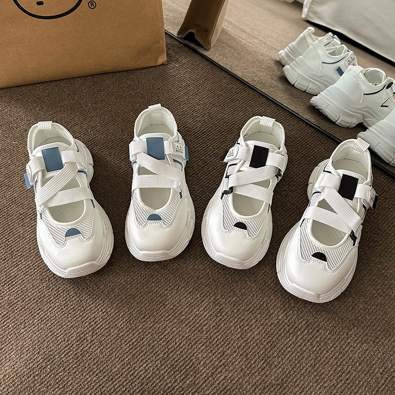 

Летние повседневные спортивные сандалии для женщин, новинка 2023, Модные дышащие сетчатые женские сандалии на платформе, уличные женские кроссовки на танкетке