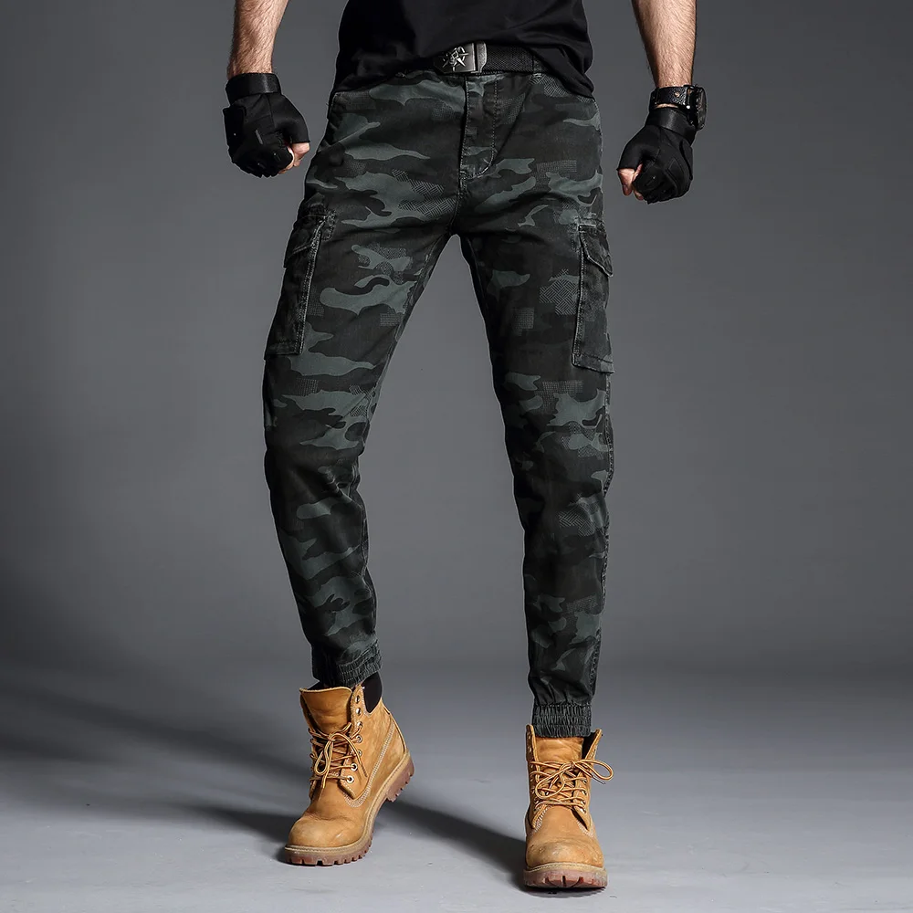 

Fashion Retro Camouflage Overalls for Men Multi-pocket Slim and Comfortable Joggers Cotton Breathable Cargo Pants Zipper Fly