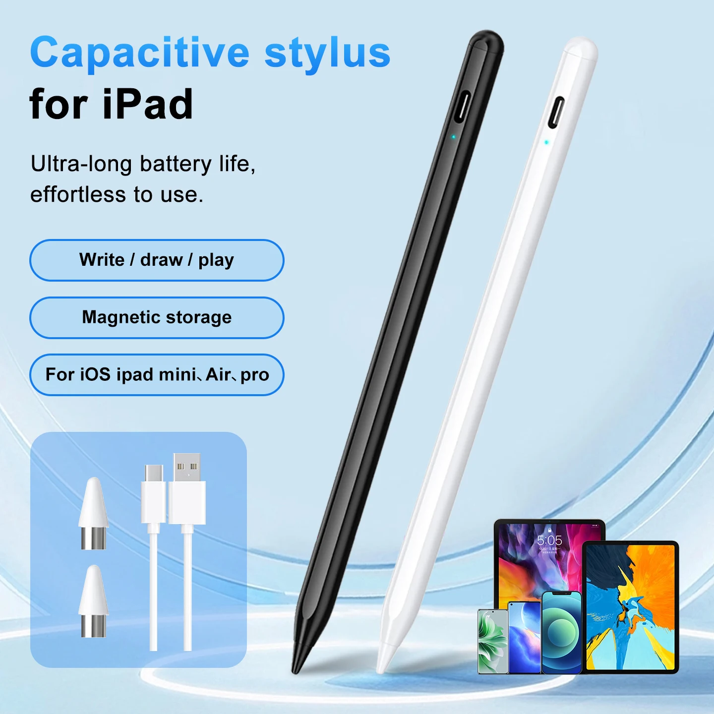 Фото Стилусы для Apple Pencil для iPad A16 2025 Pro 12.9 Air 13 11 M3 M4, стилус 10-го поколения 10.9 Air 4 5 Mini 6 7 8-го поколения 10.2 №1